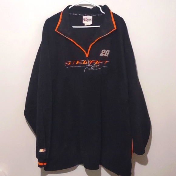 Tony Stewart Fleece Jacket Pullover Hoodie 1/4 Zip Sweater Mens 2XL Black Orange - Picture 1 of 9